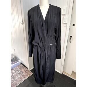 Yves Saint Laurent Vintage Black Wrap Dress 80's LBD FR Size 46